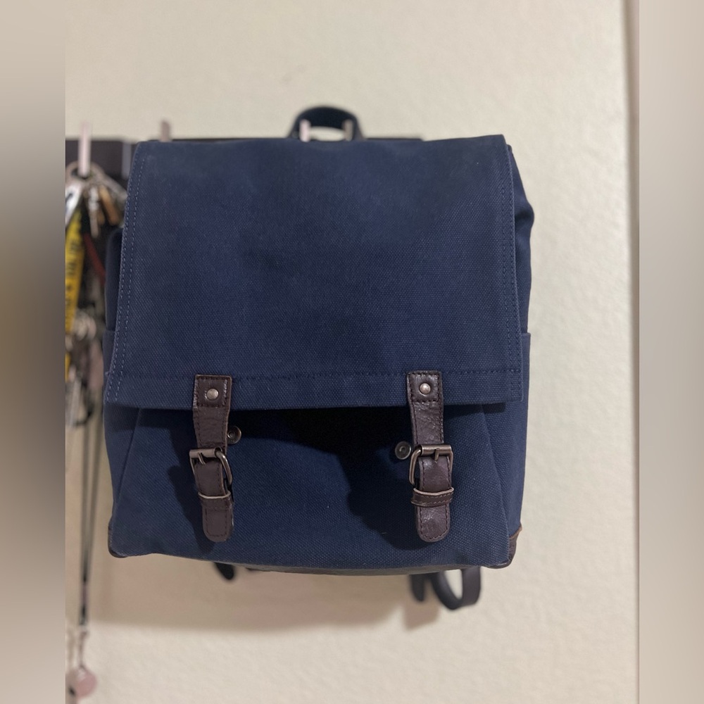 Mark & Graham Navy and Brown Backpack
